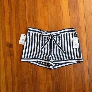NWT Equipment Navy and White Striped 100% Silk Shorts
